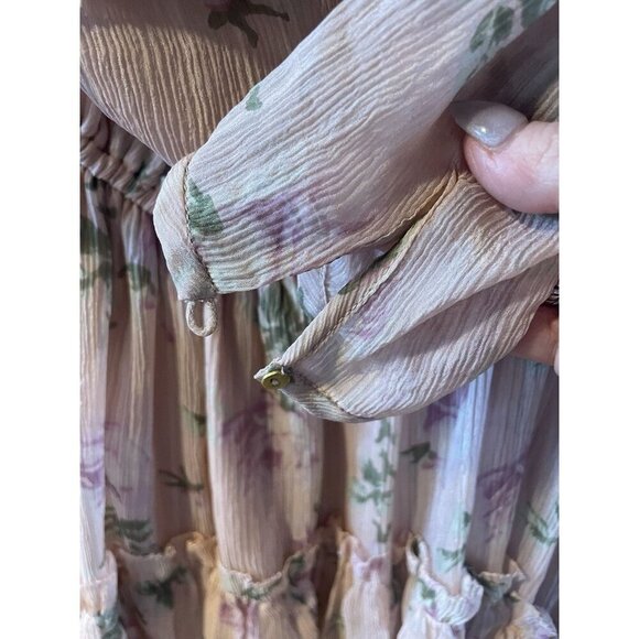 NWT ULLA JOHNSON Pink Marion cold shoulder silk midi ruffle dress size 2 - Picture 9 of 13